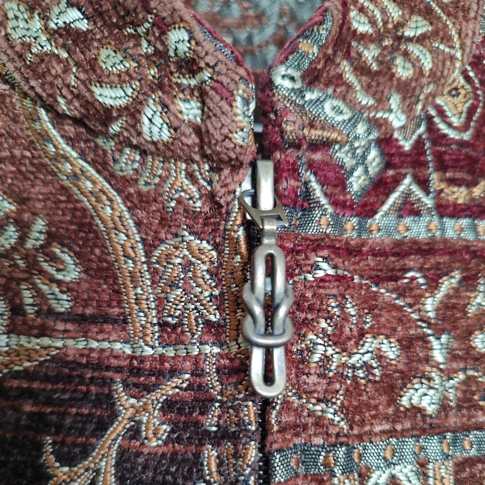 Christopher & Banks Unlined Tapestry Zip Up Multicolor Patterned Jacket
